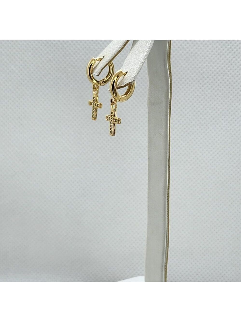 Brand New Brazilian 18k Gold Filled Cross Earrings - Picture 4 of 4